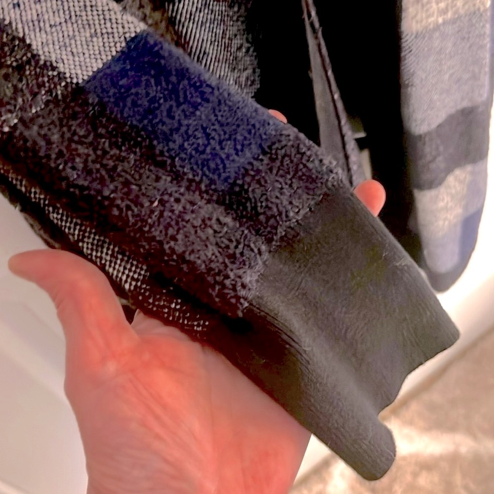 LANE BRYANT LONG COTTON BLEND BLUE/BLACK PLAID OPEN FRONT CARDIGAN SWEATER 18/20 - Picture 4 of 7
